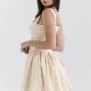 Isadora Gingerbread Gingham mini-jurk