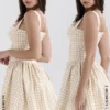 Isadora Gingerbread Gingham mini-jurk