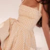 Isadora Gingerbread Gingham mini-jurk