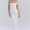Isis ivoorkleurige satijnen corset maxi-jurk