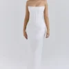 Isis ivoorkleurige satijnen corset maxi-jurk
