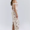 Isis Vintage crèmekleurige maxi-jurk met bloemenprint en korsetten