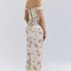 Isis Vintage crèmekleurige maxi-jurk met bloemenprint en korsetten