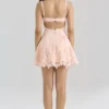 Isla Perzikkleurige mini-jurk met geschulpte kant en broderie anglaise