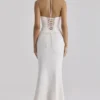 Isorella witte maxi-rok van katoen met broderie anglaise