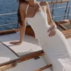Isorella witte maxi-rok van katoen met broderie anglaise