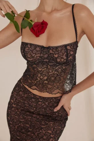 Jacinta Zwarte kanten cami-top