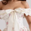 Jaide mini-jurk met bloemenprint van stretchkatoen en schouderloos korset