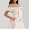 Jaide mini-jurk met bloemenprint van stretchkatoen en schouderloos korset
