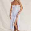 Jaime zachtblauwe katoenen midi-zomerjurk met broderie anglaise