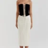 Jaina zwarte & vintage crèmekleurige strapless korsettenjurk