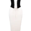 Jaina zwarte & vintage crèmekleurige strapless korsettenjurk