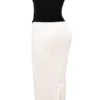 Jaina zwarte & vintage crèmekleurige strapless korsettenjurk