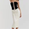 Jaina zwarte & vintage crèmekleurige strapless korsettenjurk