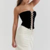 Jaina zwarte & vintage crèmekleurige strapless korsettenjurk