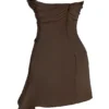 Jasmine Chocoladebruine gedrapeerde strapless korsettenjurk
