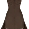 Jasmine Chocoladebruine gedrapeerde strapless korsettenjurk