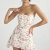 Jasmine Rose Print gedrapeerde korsettenjurk
