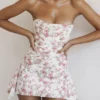 Jasmine Rose Print gedrapeerde korsettenjurk