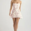 Jasmine Rose Print gedrapeerde korsettenjurk
