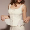 Jean Vintage crèmekleurige katoenen peplumtop met broderie anglaise