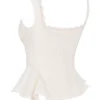Jean Vintage crèmekleurige katoenen peplumtop met broderie anglaise
