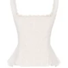 Jean Vintage crèmekleurige katoenen peplumtop met broderie anglaise