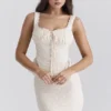 Jean Vintage crèmekleurige katoenen peplumtop met broderie anglaise