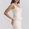 Jean Vintage crèmekleurige katoenen peplumtop met broderie anglaise
