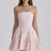 Jemima Roze Strapless Cut-Out Broderie Anglaise Mini-jurk