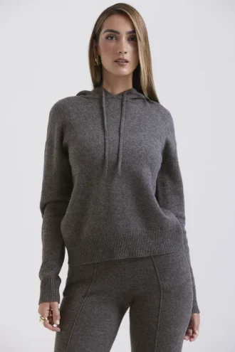 Jionni antracietgrijze Hoodie van kasjmiermix
