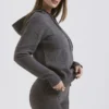 Jionni antracietgrijze Hoodie van kasjmiermix