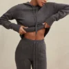 Jionni antracietgrijze Hoodie van kasjmiermix