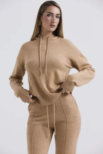 Jionni Camel Hoodie van kasjmiermix