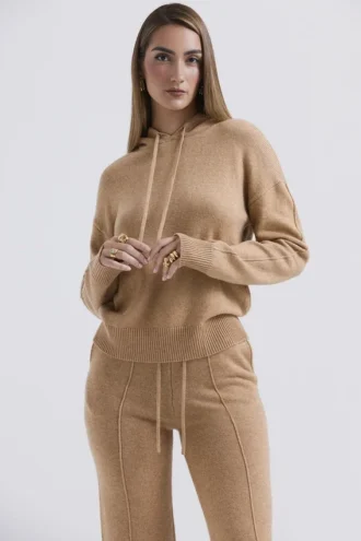 Jionni Camel Hoodie van kasjmiermix