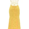 Joan Apricot maxi-jurk met vetersluiting aan de achterkant