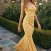 Joan Apricot maxi-jurk met vetersluiting aan de achterkant