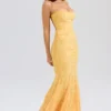 Joan Apricot maxi-jurk met vetersluiting aan de achterkant