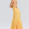 Joan Apricot maxi-jurk met vetersluiting aan de achterkant
