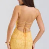 Joan Apricot maxi-jurk met vetersluiting aan de achterkant