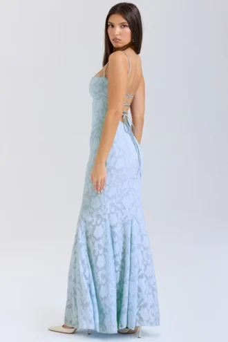 Joan Bluebell maxi-jurk met vetersluiting aan de achterkant