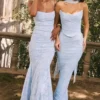 Joan Bluebell maxi-jurk met vetersluiting aan de achterkant