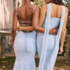 Joan Bluebell maxi-jurk met vetersluiting aan de achterkant