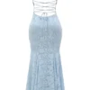 Joan Bluebell maxi-jurk met vetersluiting aan de achterkant