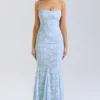Joan Bluebell maxi-jurk met vetersluiting aan de achterkant