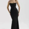 Joan zwarte kanten maxi-jurk