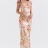 Josefina ivoorkleurige maxi-jurk met bloemenprint
