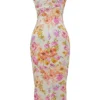 Josefina ivoorkleurige maxi-jurk met bloemenprint