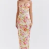 Josefina ivoorkleurige maxi-jurk met bloemenprint