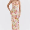 Josefina ivoorkleurige maxi-jurk met bloemenprint